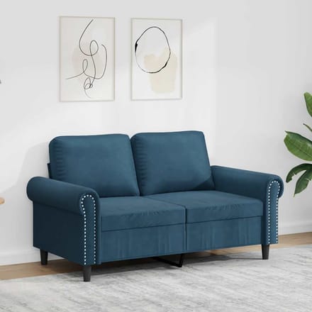 vidaXL - Tweezitsbank - 120 - cm - fluweel - blauw