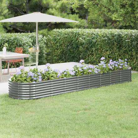 vidaXL - Plantenbak - 368x80x36 - cm - gegalvaniseerd - staal - grijs