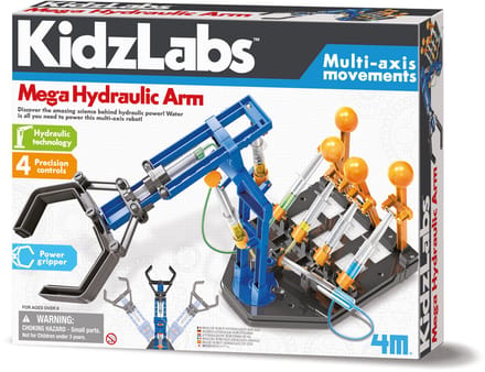 4M Wetenschap En Spel - Creëer Een Mega Hydraulische Arm - Bouwpakket Techniek - KidzLabs - 8 Jaar