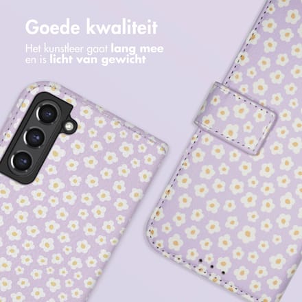 imoshion Hoesje - Geschikt voor Samsung Galaxy S21 FE - Design Bookcase smartphone - White Daisy