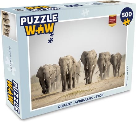 Puzzel Olifant - Afrikaans - Stof - Legpuzzel - Puzzel 500 stukjes