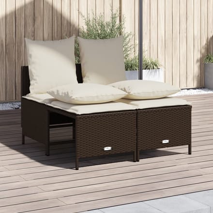 vidaXL - 4-delige - Loungeset - met - kussens - poly - rattan - bruin