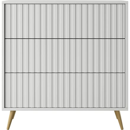 SELSEY Ladekast met drie lades - 79 cm - Wit met gouden poten - Bello