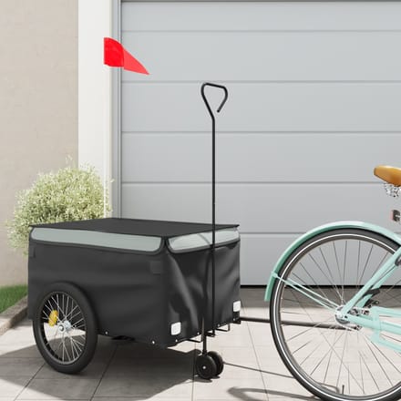 vidaXL - Fietstrailer - 30 - kg - ijzer - zwart - en - grijs