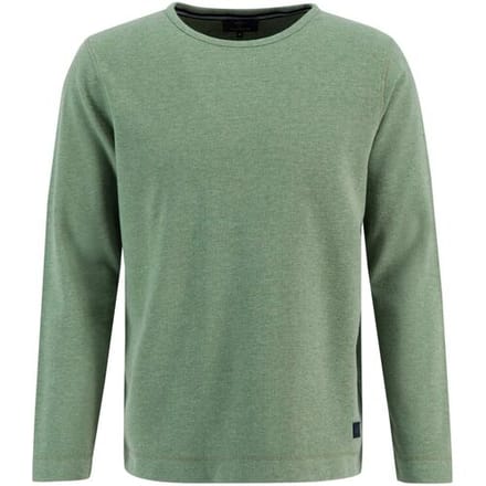 Fynch-Hatton Trui O-Neck Subtle Melange Waffle Structure Spring Green / male