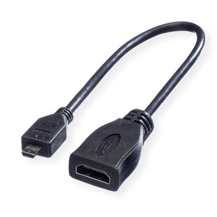 ROLINE HDMI High Speed Kabel met Ethernet, HDMI F - Micro HDMI M, 0,22 m