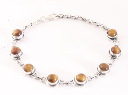 Fijne zilveren armband met tijgeroog