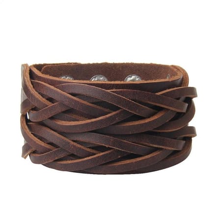 Brede Armband - Bruin - Gevlochten Leer