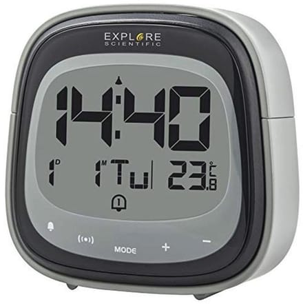 Zwarte Touch Wekker met Binnentemperatuur en Dubbel Alarm – Radiografisch, LCD Display, Kalender