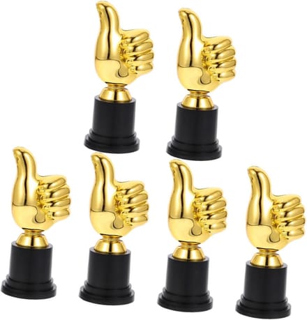 Kinder Trofee - Winnaarsbeker Prijstrofee - Wedstrijden Belonen - Duim Vorm - 6 Stuks 13cm - Goud