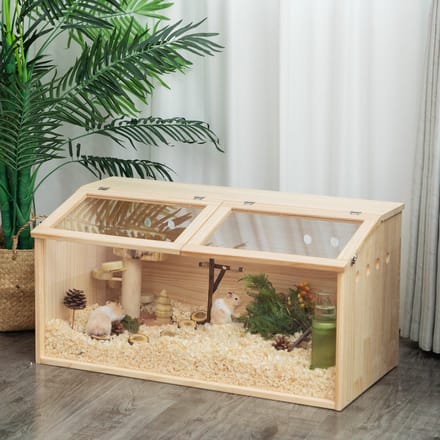 Sweiko Houten hamsterkooi - Medium - Transparant - Knaagdier kooi - Natuurlijk