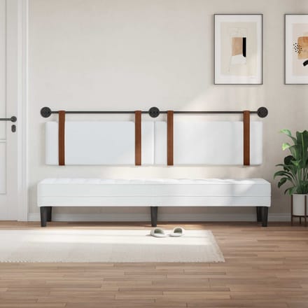 vidaXL - Hangend - hoofdbord - Wit - Antiek - PU