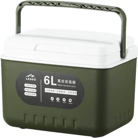 Geïsoleerde Box - Koelbox Outdoor - Picknick en Camping - Drievoudige Isolatie - 6 Liter Capaciteit - Legergroen