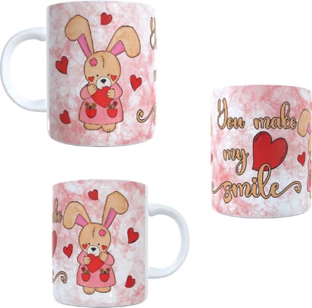 Bedrukte koffie beker - thee mok - spreuk - you make my hart smile - afbeelding