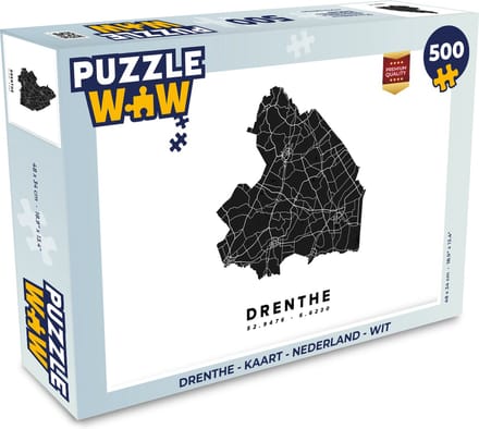 Puzzel Drenthe - Kaart - Nederland - Wit - Legpuzzel - Puzzel 500 stukjes