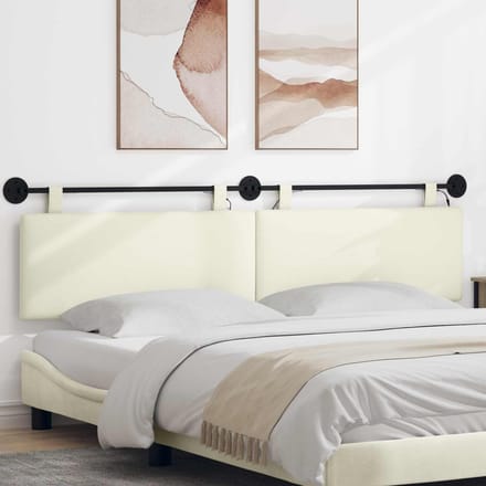 vidaXL - Hangend - hoofdbord - Crèmekleurig - Corduroy - stof
