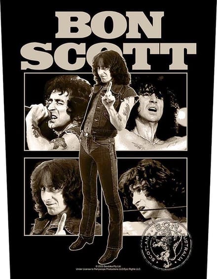 Bon Scott - Collage Rugpatch - Zwart