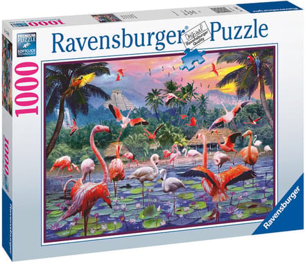 Ravensburger puzzel Roze flamingo's - Legpuzzel - 1000 stukjes