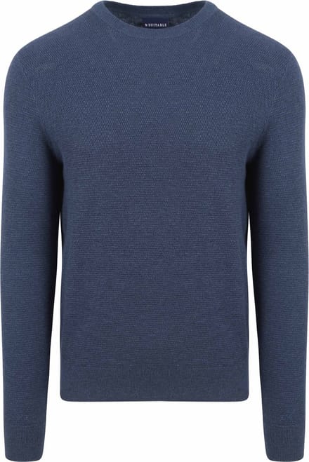 Suitable Trui Structuur Petrol - Maat XXL - Heren - Sweater