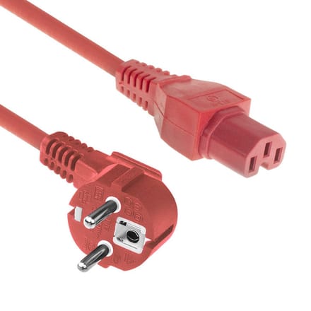 ACT Netsnoer Schuko CEE 7/7 male (haaks) - C15 IEC 60320 rood 2 m AK5315