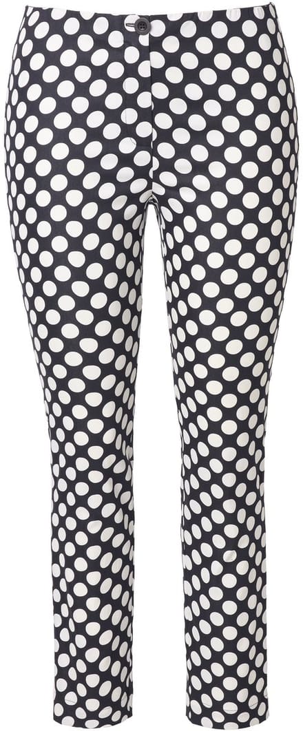 Ulla Popken - Dames - Broek stippen strakke pijp elastische tailleband - Zwart - Maat 48