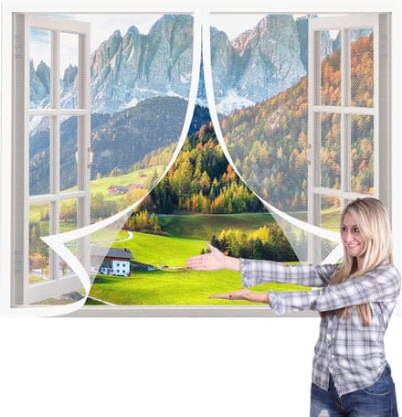 Raamhor - Muggennet - Insecten Buiten - Magnetische Sluiting - 200 x 116 cm - Wit