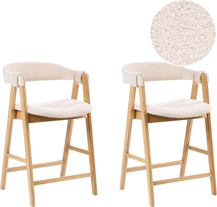 DAY - Barstoelen set van 2 - Lichtbruin/Lichtbeige - Bouclé
