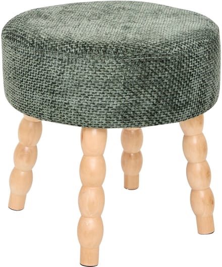 Atmosphera Spolo Velvet Poef - Ø38xH39cm - Groen