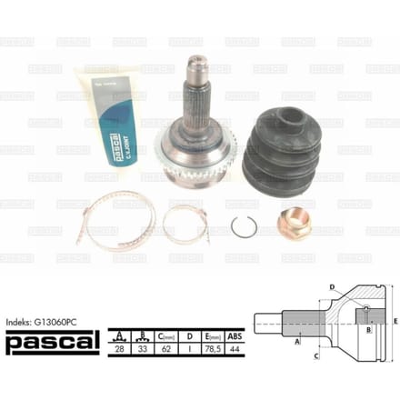 Homokineet reparatie set, aandrijfas PASCAL G13060PC