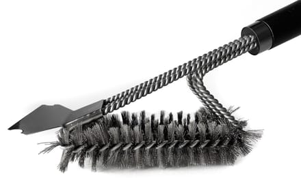 Baulk® - BBQ borstel - BBQ schraper - schoonmaakborstel - Staalborstel - RVS - met bewaarzak - zwart - modern
