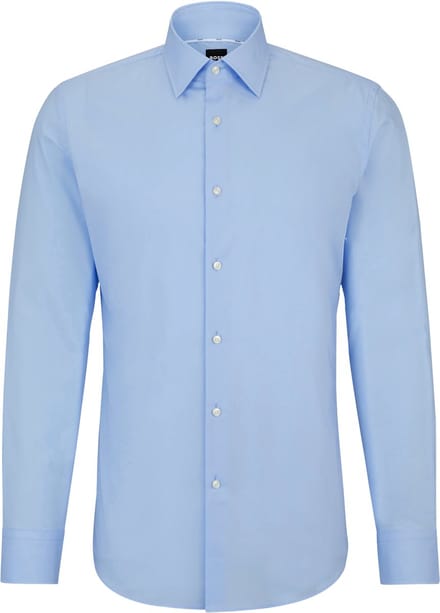 BOSS Hank-s slim fit overhemd - structuur - blauw - Strijkvriendelijk - Boordmaat: 41