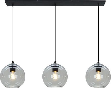 Olucia - GIADA - Hanglamp - Grijs / Zwart - 3L - Vorm: Rechthoek