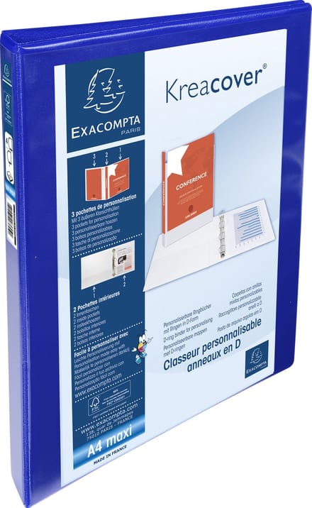 Exacompta 10x Kreacover Ringband in PP met 4 D-ringen van 15mm - A4 maxi - Blauw - 51840BE