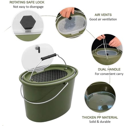 2 in 1 Visemmer Dubbeldek Visbox Afneembare Viszeef Vergiet Vis Aas Opbergcontainer Dubbel groen
