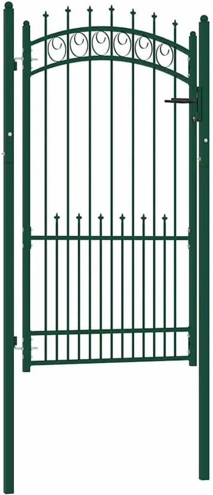 Tuinpoort met speerpunten 100x175 cm Staal Groen