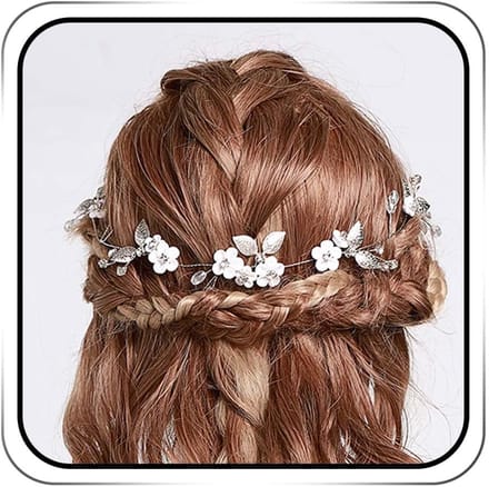 Prinses Bloem Kristal en Parel Hoofdband Bruids Accessoire Zilver Kleur