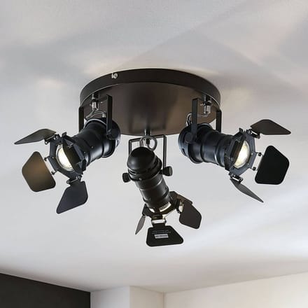 Lindby - plafondlamp - 3lichts - Metaal - H: 26.5 cm - GU10 - zwart