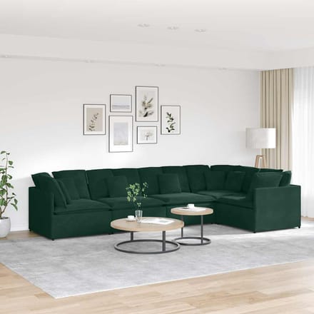 vidaXL - Modulaire - bank - met - kussens - fluweel - donkergroen