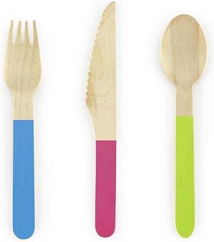 """Houten bestek Monsters, mix, 16cm (1 zakje met 18 stuks)"""