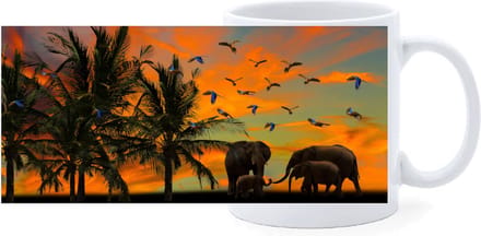 Beker - Olifant Savannah Sunset