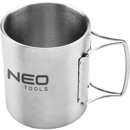 NEO TOOLS dubbelwandige reismok 320 ml - roestvrij staal, incl. Geval
