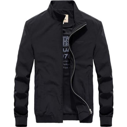 Automne Nouvelle Veste Homme à Col Montant Élastique Quadridirectionnel à Séchage Rapide Veste Homme Monocouche à Manches Resserrées Élastique 5XL black