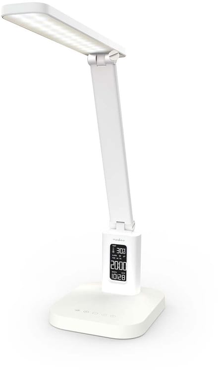 Nedis LED Bureaulamp - Wekker functie - Dimbaar - 3 Lichtkleuren - 220 lm - Tafellamp - Wit