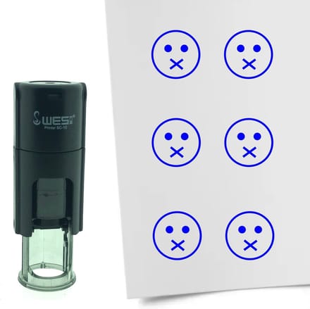 CombiCraft Stempel Smiley Mond Dicht 10mm rond - Blauwe inkt