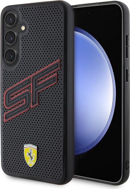 Ferrari Backcase hoesje geschikt voor Samsung Galaxy S24+ - Effen Zwart - Kunstleer