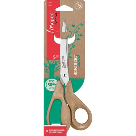 Schaar Maped Office Advanced Wood 21cm bruin linkshandig