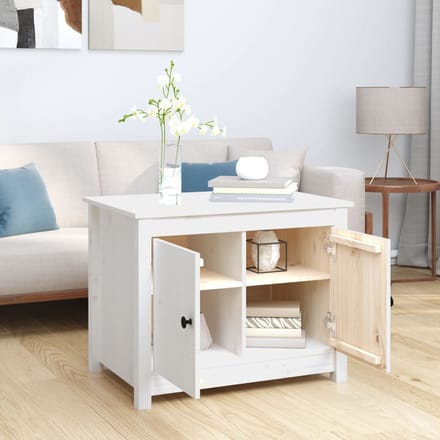 vidaXL - Salontafel - 71x49x55 - cm - massief - grenenhout - wit