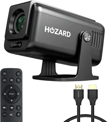 Hozard® Pro Mini Beamer – Full HD Projector – Autofocus + 4D Keystone - Android 13.0 & WiFi 6 – Media Streamer - Alles-in-één Thuisbioscoop Smart TV Projector