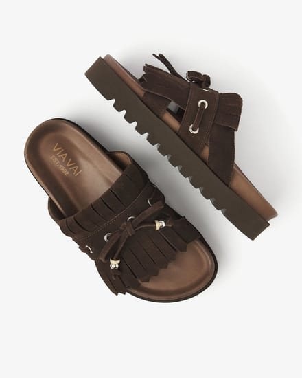 VIA VAI Rae Laila Sandalen Dames - Suède - Bruin - Maat 39