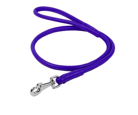 WAUDOG Glamour Hondenriem / Hondenlijn - Rond Leder - Paars - Diameter: 10 mm - Lengte: 122 cm